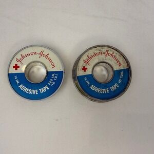 Vintage Johnson & Johnson Red Cross Adhesive Tape Tins Lot of 2 Collectible‎